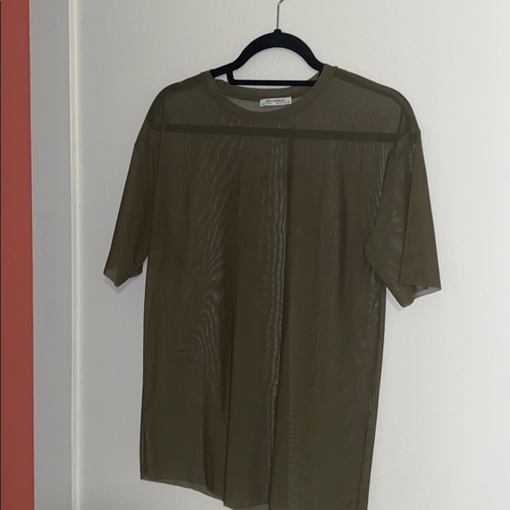Green simple sheer t shirt